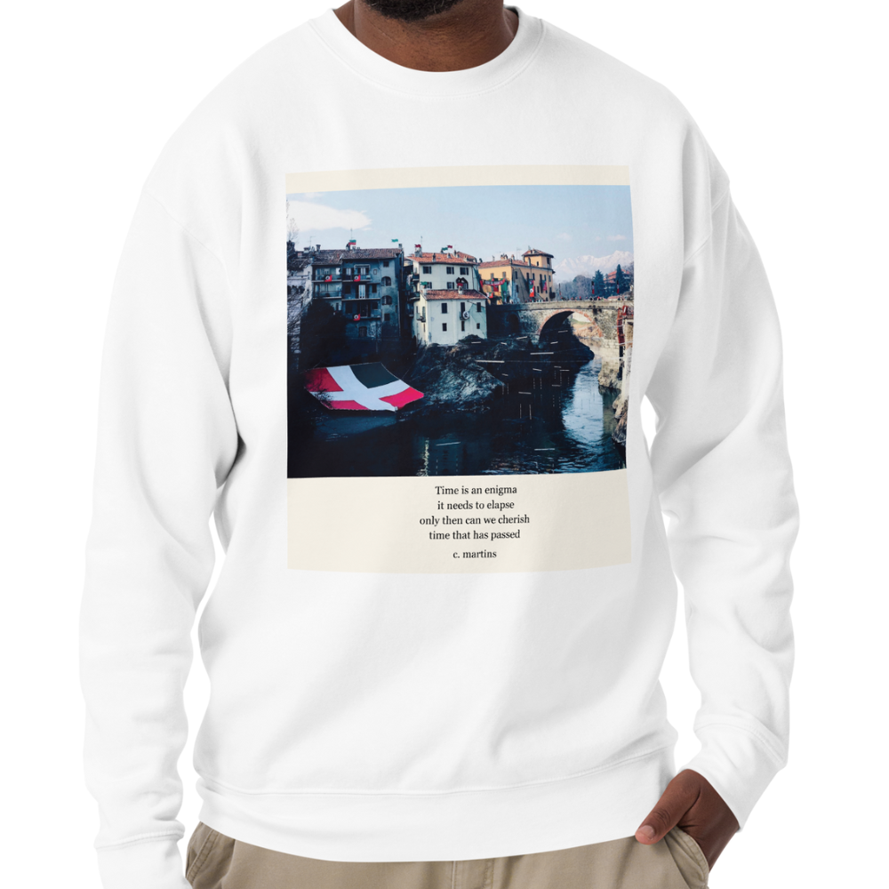 Unisex Sweatshirt with Poetry Verse and Ivrea Photo