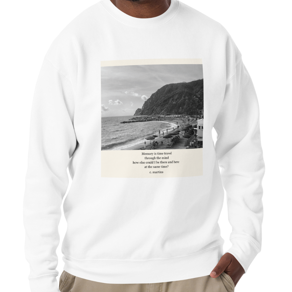 Unisex Sweatshirt with Poetry Verse and Beach Photo