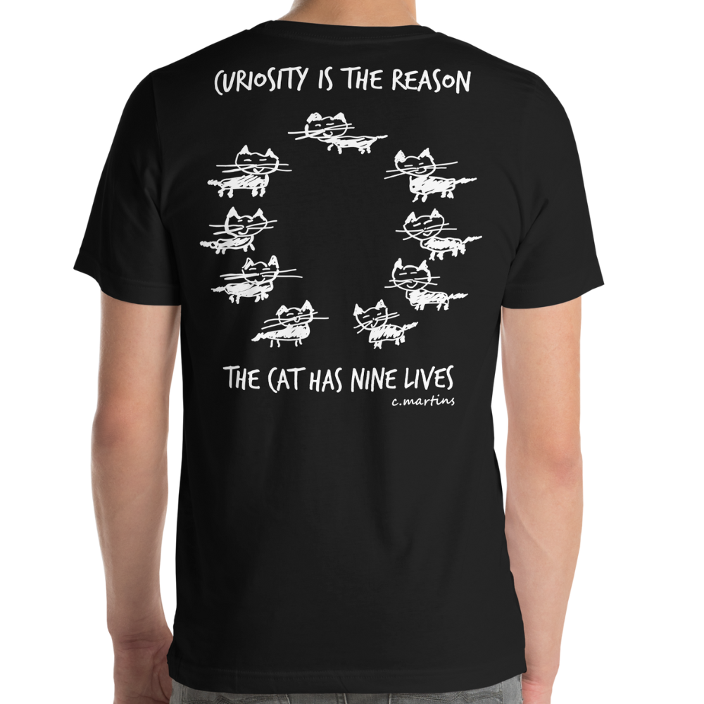 Unisex T-shirt with Quote and Cat Illustration (Front and Back)