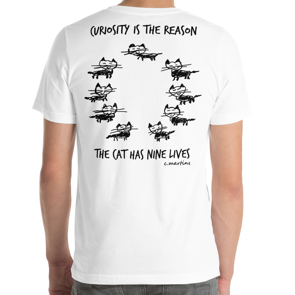 Unisex T-shirt with Quote and Cat Illustration (Front and Back)