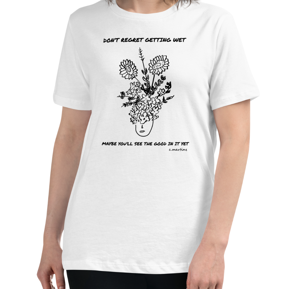 Women’s Relaxed T-shirt with Quote and Flowers Illustration