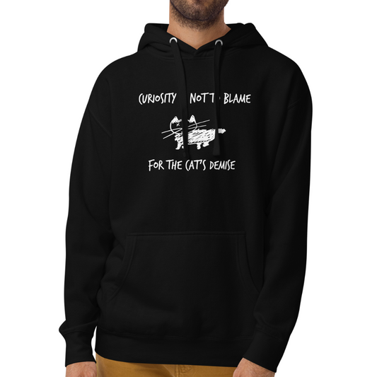 Unisex Hoodie with Quote and Cat Illustration (Front and Back)