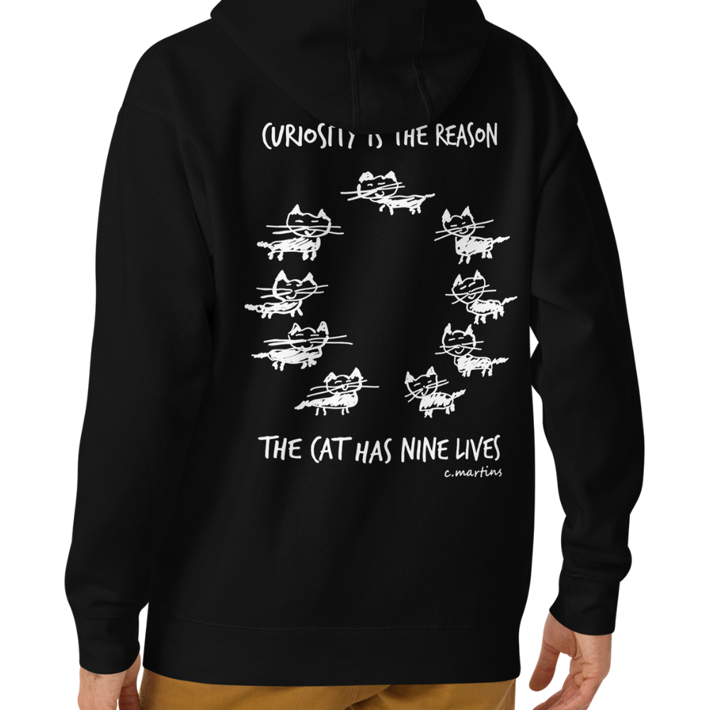 Unisex Hoodie with Quote and Cat Illustration (Front and Back)