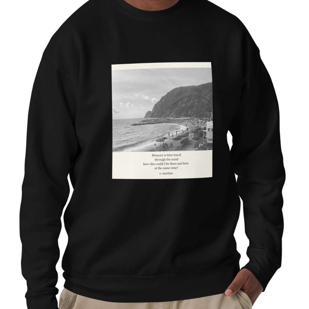 Black Quote Sweatshirt with Beach Photo