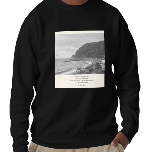 Black Quote Sweatshirt with Beach Photo