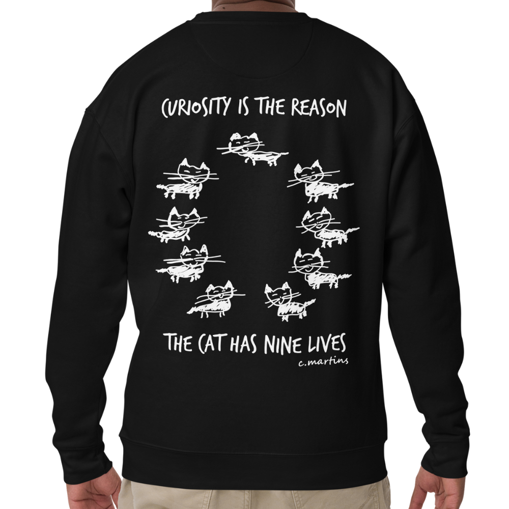Unisex Sweatshirt with Quote and Cat Illustration (Front and Back)