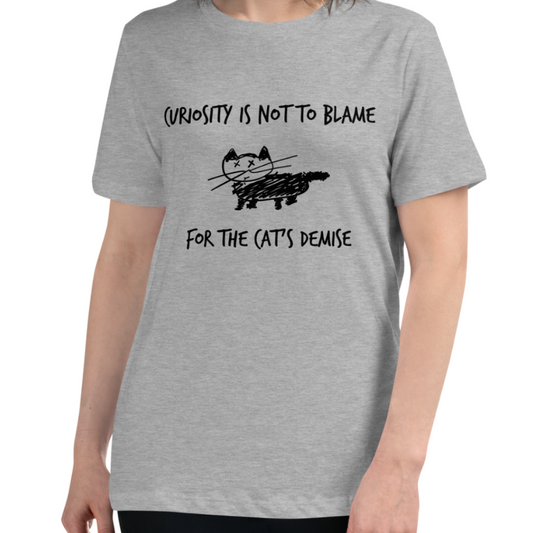 Women’s Relaxed T-shirt with Quote and Cat Illustration (Front and Back)