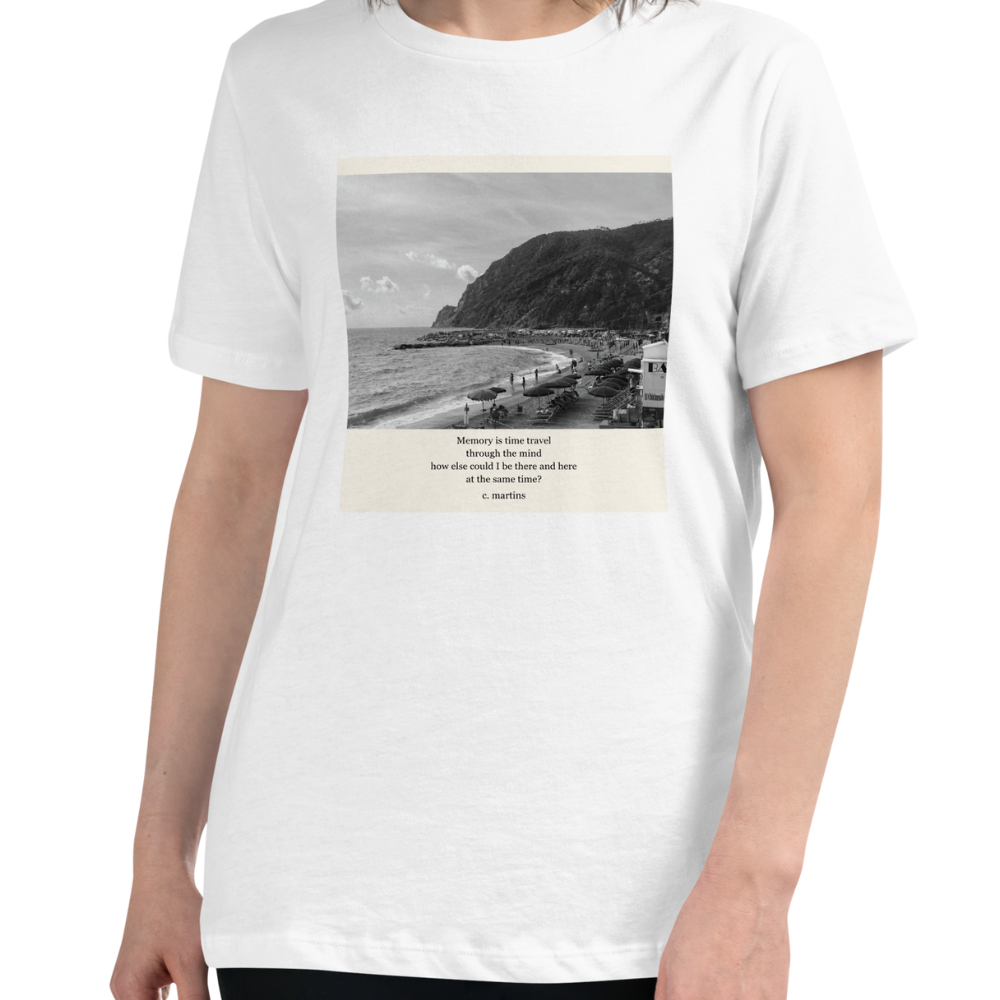 Women’s Relaxed T-shirt with Poetry Verse and Beach Photo