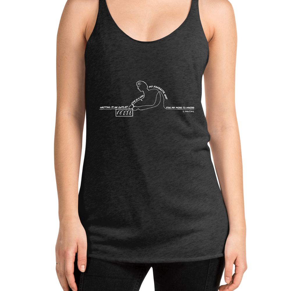 Women’s Black Tank Top with Quote and Writing Illustration