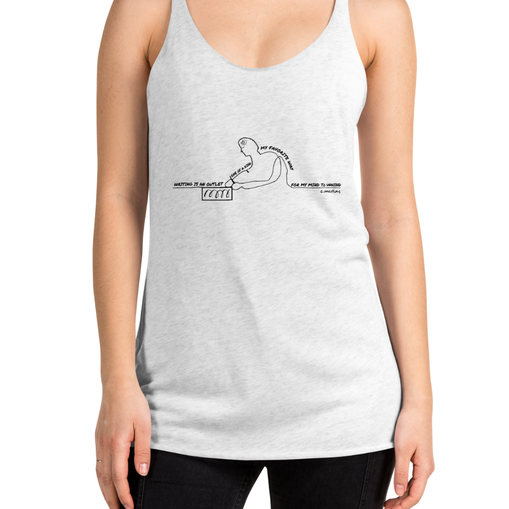 Women’s White Tank Top with Quote and Writing Illustration
