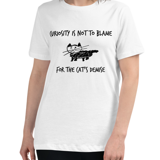 Women's White Cat Quote T-Shirt- Front Print Only
